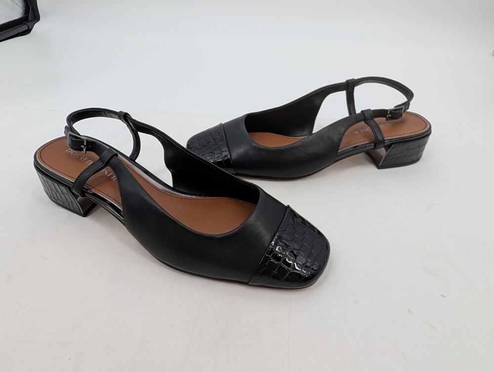 Donald Pliner Davina Sling Back Shoes Black Women's Size 11M Croc Embossed Comfy